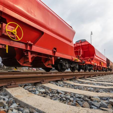 Train Freight Moving Through the Station