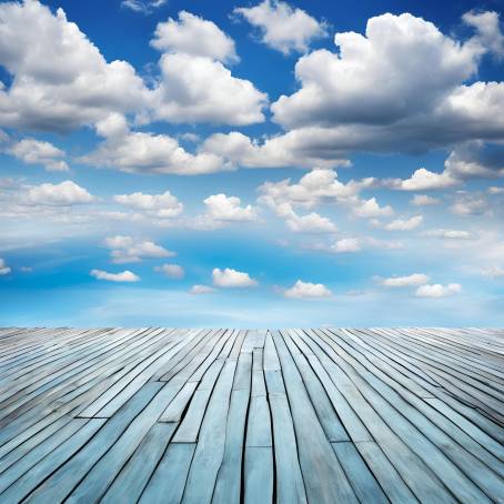 Tranquil Blue Sky with Floor Background and Soft Cloud Patterns in Empty Landscape