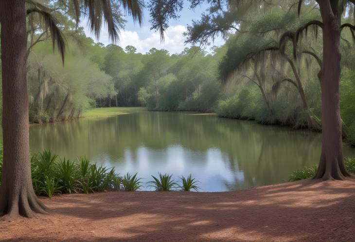 Tranquil Forest Area by the Waters of Cranes Roost in Altamonte Springs