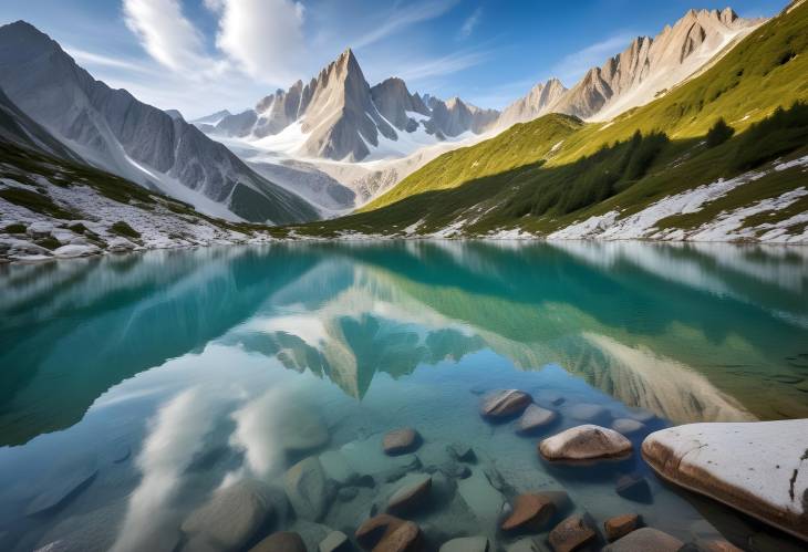 Tranquil View of Chesery Lake with Monte Bianco Reflection