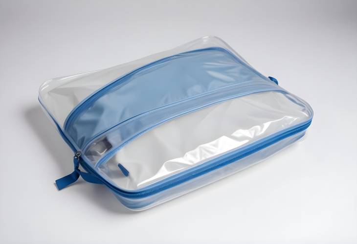 Travel Bag and Clear Zippered Case for Clothes on Plain White Background