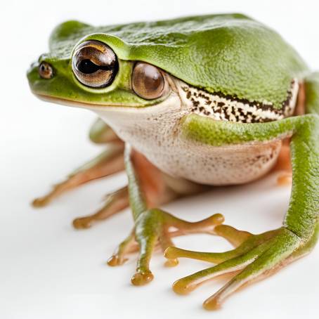 Tree Frog in Focus on White Background Detailed Amphibian Photography