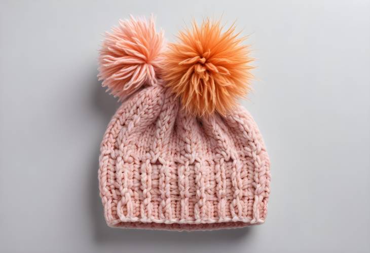 Trendy Knitted Wool Hat with Pompom Cozy and Isolated Winter Fashion on White Background