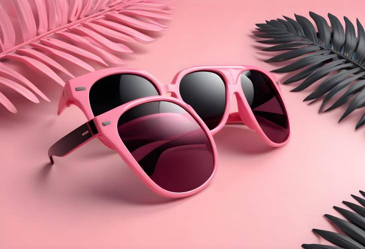 Trendy Pink Sunglasses with Black Lenses and Modern Design in a Summer Setting