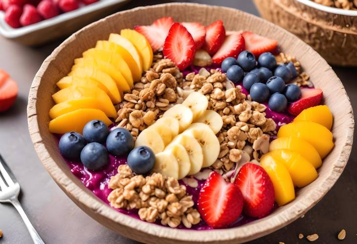 Tropical Acai Bowl with Honey and Granola