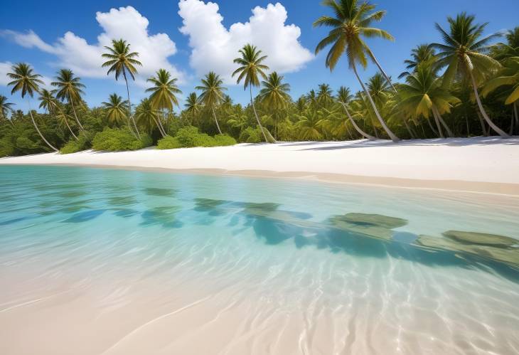 Tropical Beach with Warm Ocean Breeze and Palm Trees