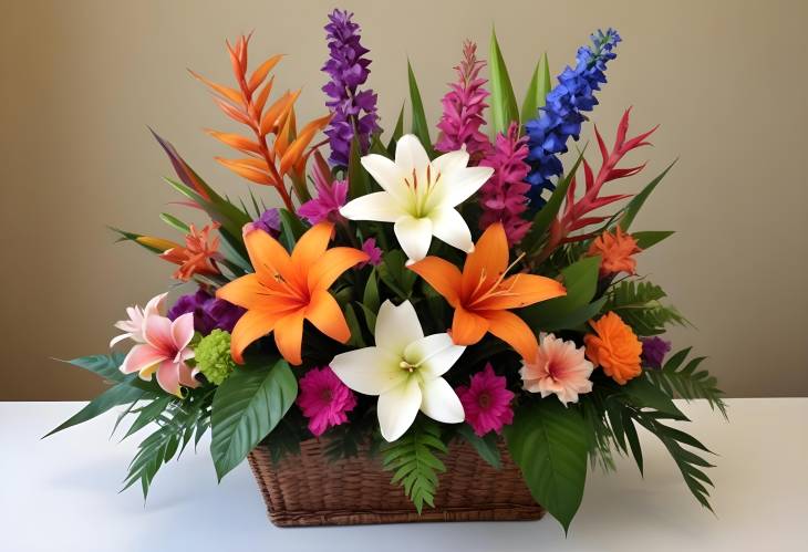 Tropical Flower Arrangement with Exotic Blooms A Colorful and Elegant Display