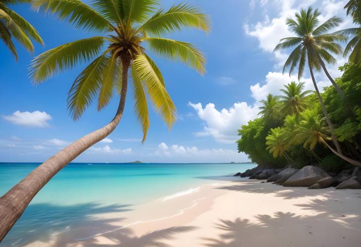 Tropical Paradise Beach Coconut Palms and Azure Waters on a Stunning Island