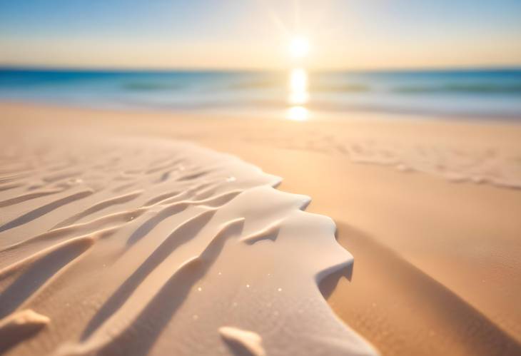 Tropical Summer Beach Abstract with Defocused Blue Sky and Rays of Sun