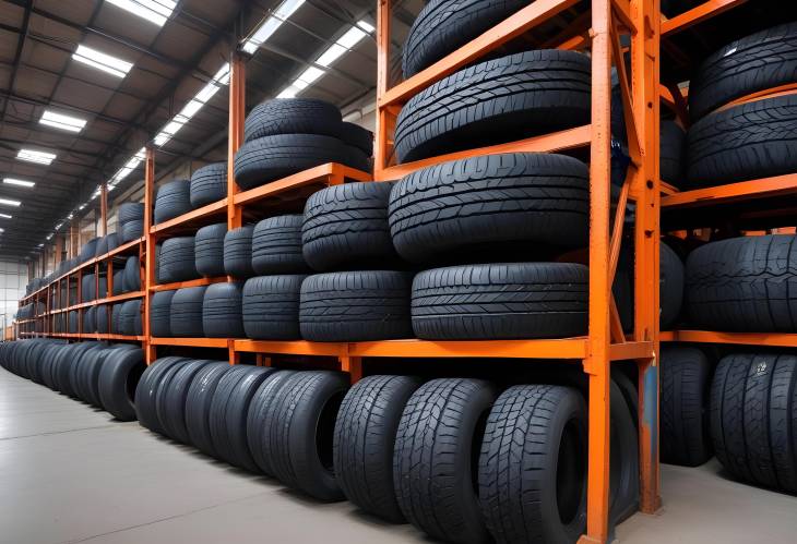 Truck Tire Warehouse at Auto Plant Essential Hub for Automotive Production and Services