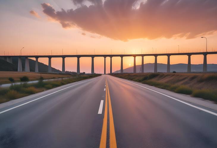 Turkeys Coastal Highway Stunning Sunset and Bridge View