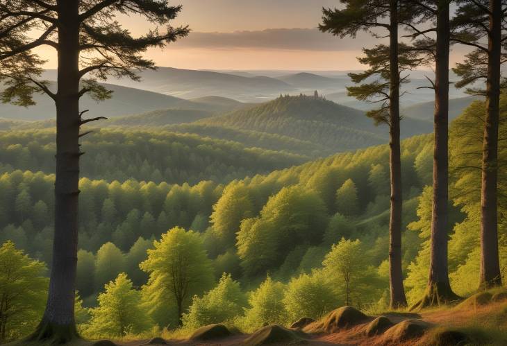 Twilight in the Palatinate Forest, Dahner Felsenland, RhinelandPalatinate