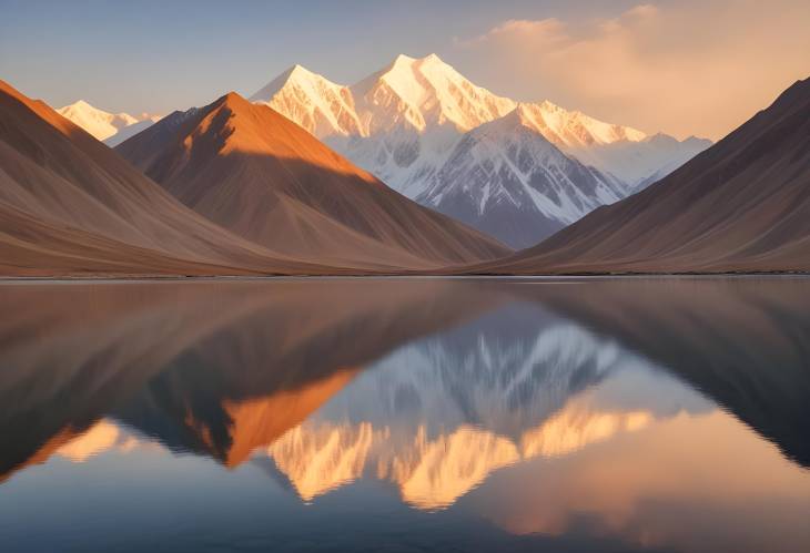 Twilight Reflections SnowCapped Pik Lenin and Golden Hills