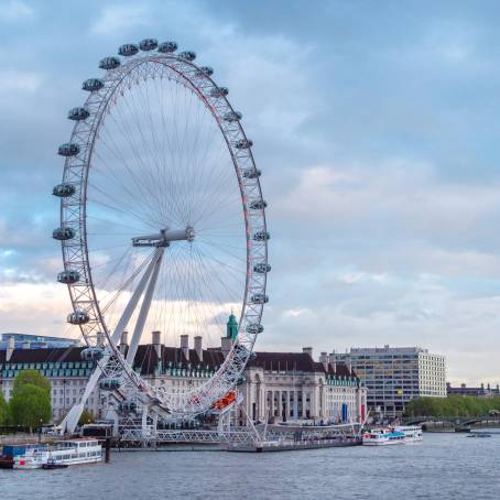 Twilight View of London Skyline and Thames River, United Kingdom