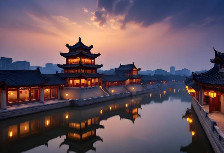 Twilights embrace over ancient Nanchang architecture