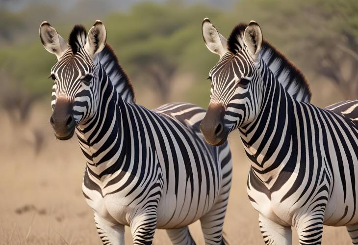 Two Alert Zebras in Kruger National Park  The Beauty of Burchells Zebras in South Africa