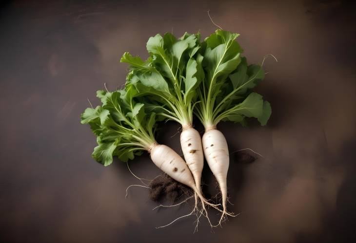 Two Roots of Horseradish Isolated on White Background Fresh and Organic Root Vegetables