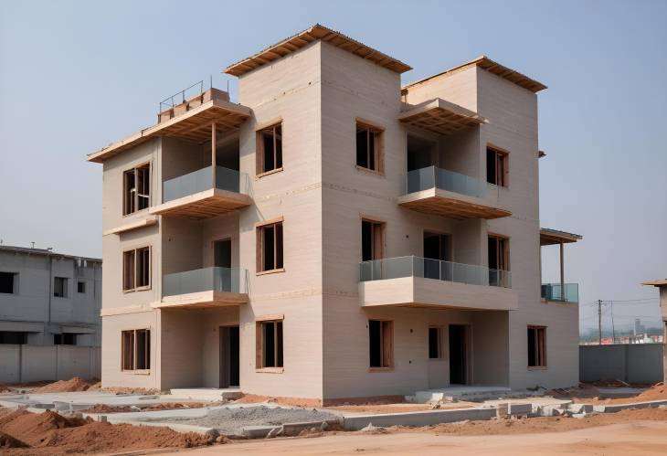 Two Story House Under Construction Modern Design with Concrete Blocks