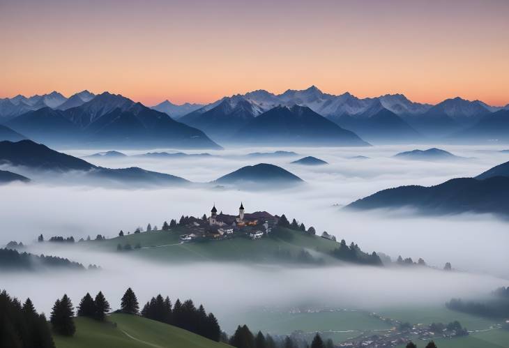 Tyrols Schwaz Majestic Sunset Over the Alps and Foggy Alpbachtal Landscapes