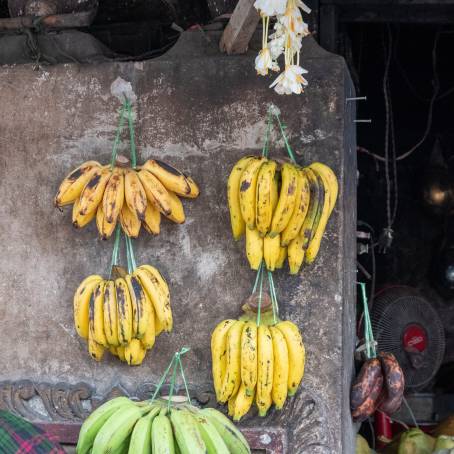 Unripe Bananas in Yangon Street Stall