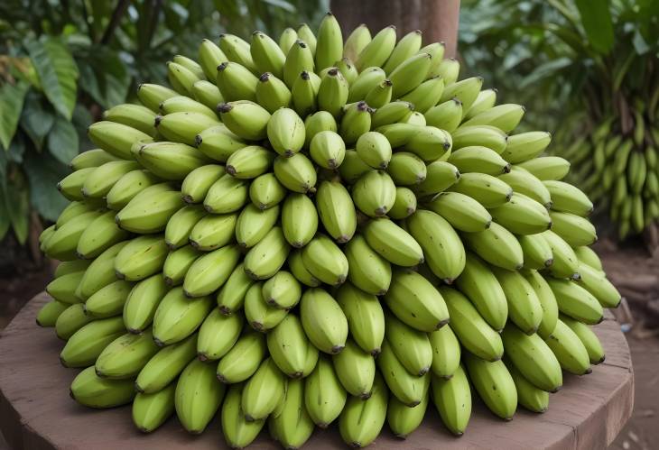 Unripe Green Bananas in Yangon Myanmars Fruit Market Exploration