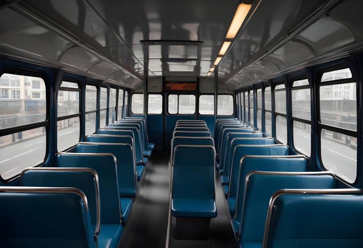 Upper Deck of Double Decker Bus with Empty Seats Ambient City Transport