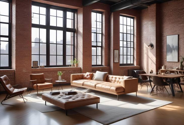 Urban Chic Loft with Large Windows and Exposed Brick Walls