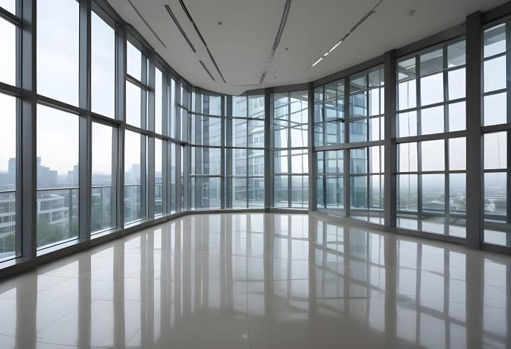 Urban Office Building with Modern Glass Windows Reflecting City Views