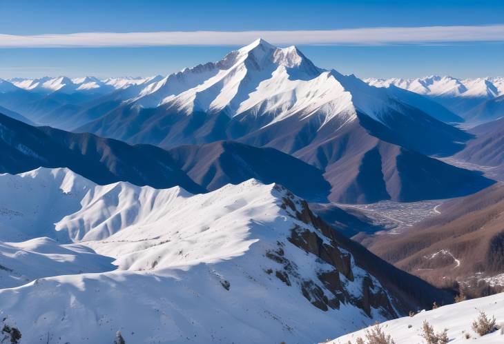 Valley View from Snow Capped Mountain Range