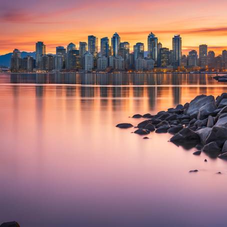 Vancouver Dazzling Skyline at Sunset British Columbia Urban Beauty