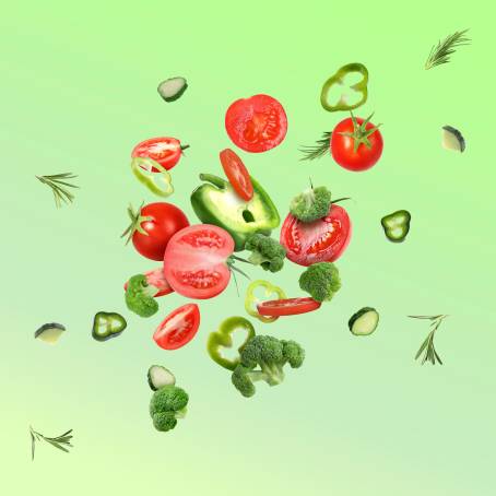 Varied Fresh Veggies Falling on White Background