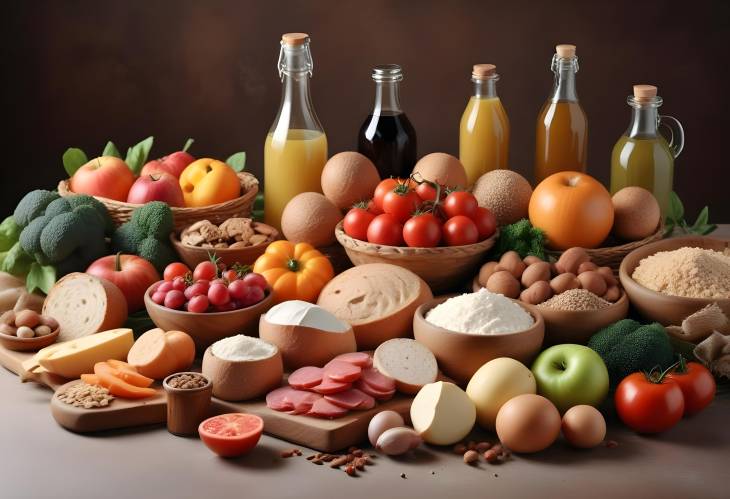 Variety of Organic Foods Displayed on a Modern Kitchen Table