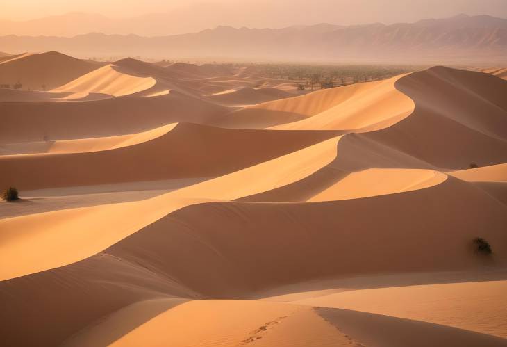 Vast Desert Dunes Bathed in Orange Sunset, Huacachina, Peru