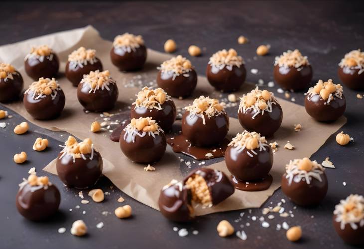 Vegan Chocolate Covered Energy Balls  Chickpea and Peanut Butter with Coconut Chips