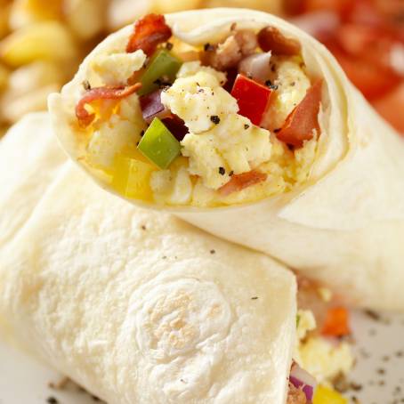 Vegetarian Breakfast Burrito with Black Beans and Corn