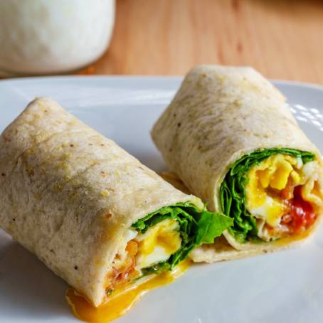 Vegetarian Breakfast Burrito with Spinach and Feta