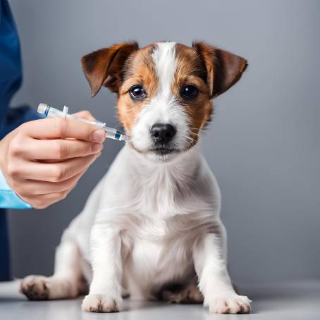 Vet Administering Vaccine to Jack Russell Terrier Puppy  Essential Veterinary Healthcare for Dogs