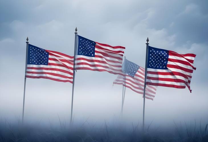 Veterans Day with American Flags and Blue Background