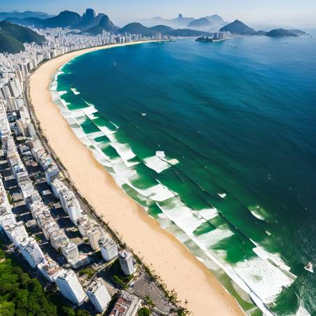 Vibrant Aerial View of Copacabana and Ipanema Beaches in the Heart of Rio de Janeiro