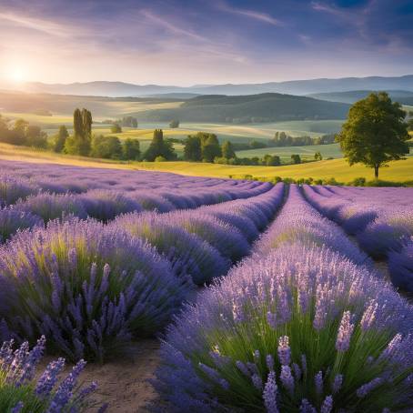 Vibrant Blue Lavender Flowers in a Summer Field