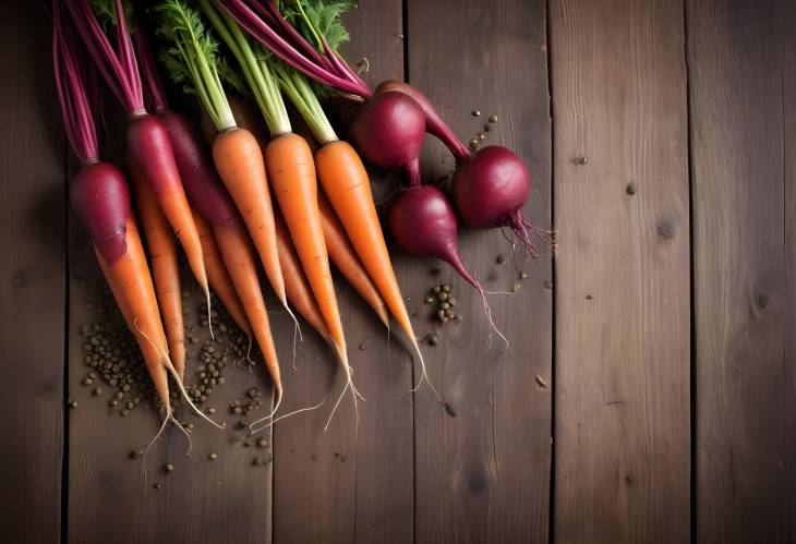 Vibrant Carrots, Beets, and Lentils on a Vintage Wooden Table A Farm Fresh Spread