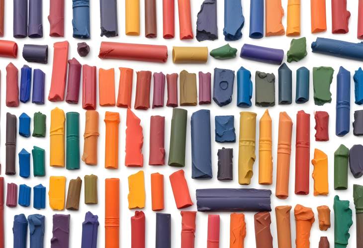 Vibrant Crayon Wax Collection Isolated on White Background