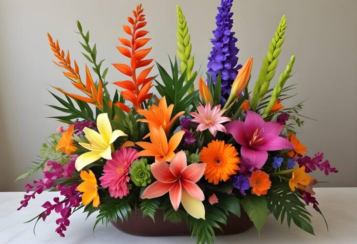 Vibrant Exotic Flowers Arrangement Bright and Bold Tropical Blooms for a Stunning Effect