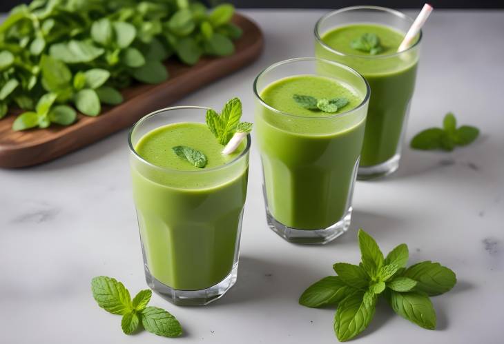 Vibrant Green Smoothie with Mint A Fresh and Healthy Blend for Any Time of Day