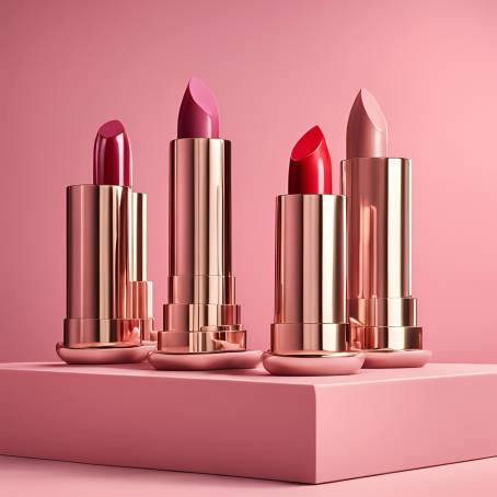 Vibrant Lipstick Collection on Pink Background