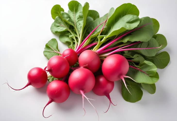 Vibrant Red Radish with Fresh Green Leaves A Garden Treasure