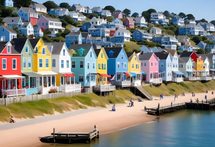 Vibrant Seaside Town Festival Coastal Bliss and Colorful Homes