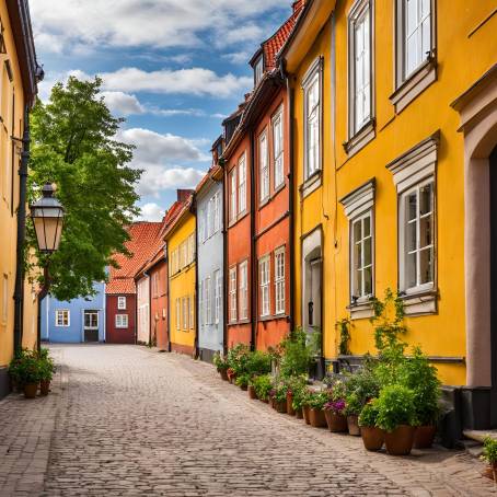 Vibrant Streets of Ystad Traditional Swedish Architecture in Colorful Harmony