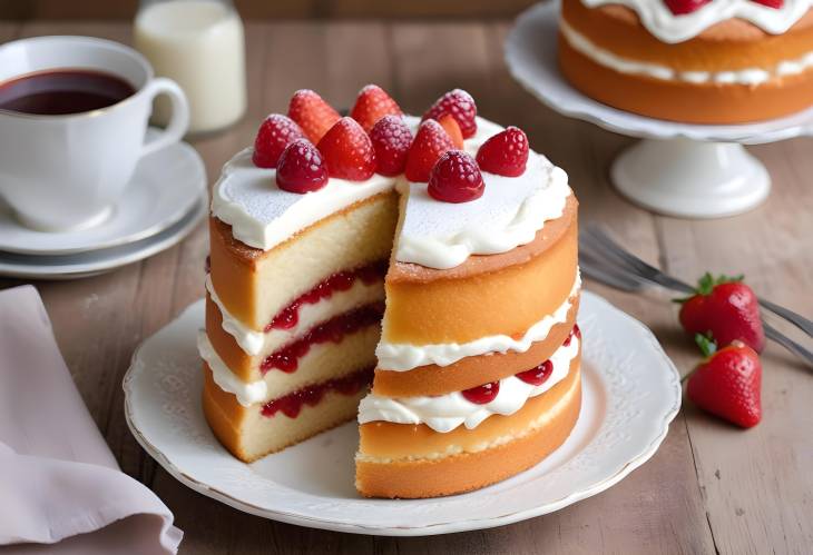 Victoria Sponge Cake  Classic Fluffy Sponge with Jam and Cream Filling for Afternoon Tea