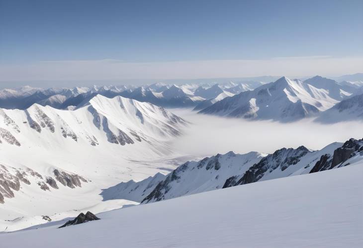 View from the Summit Snowy Mountain Peaks and Alpine Panorama